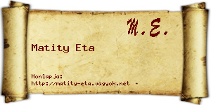Matity Eta névjegykártya